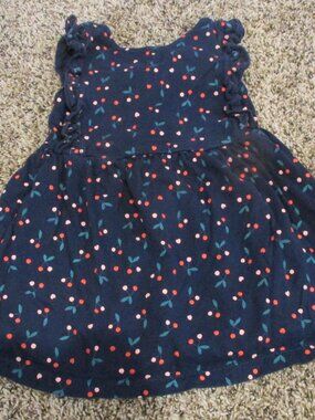 Carters Pullover Sundress Toddler Girls Size 24M Navy Blue Pink Cherries Hearts